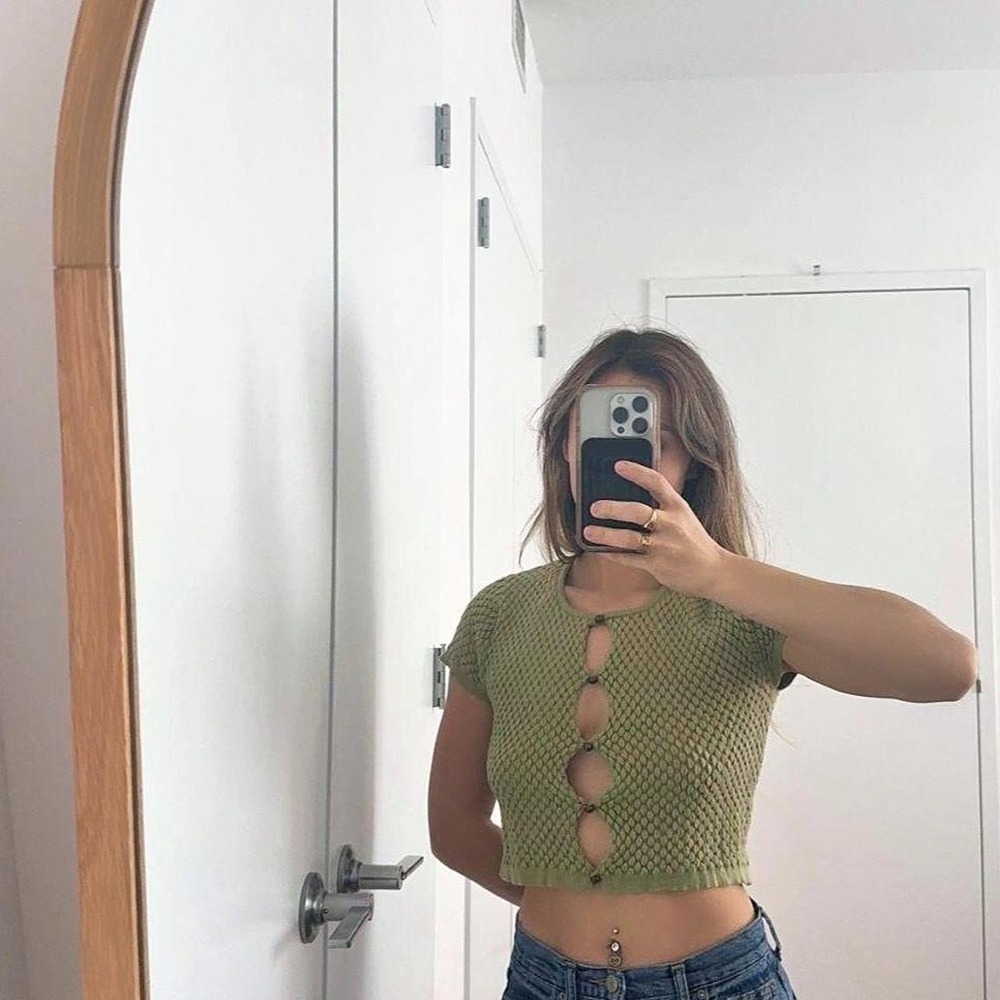 Pacsun Kendall & Kylie green mini buttoned-up cardigan